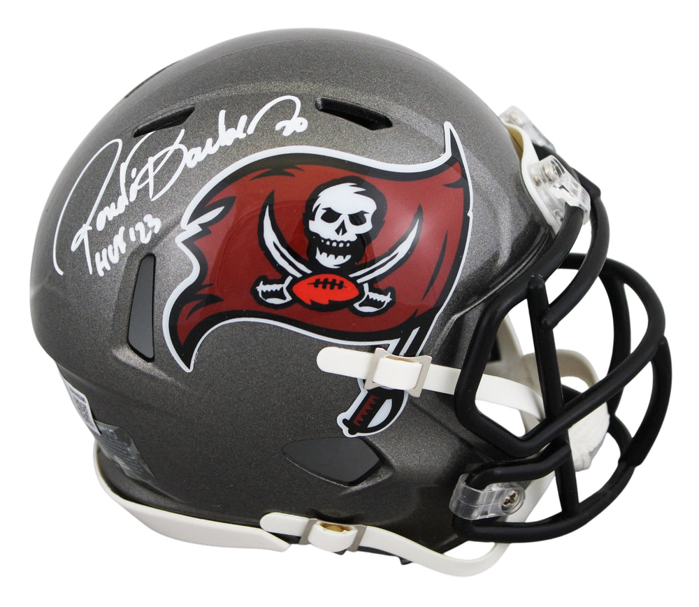 Buccaneers Ronde Barber "HOF 23" Signed 1997-13 TB Speed Mini Helmet BAS Witness
