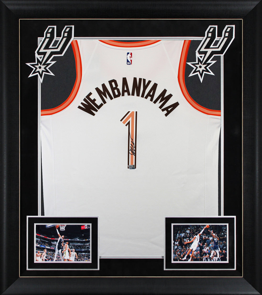Spurs Victor Wembanyama Signed White Nike City Edition Framed Jersey Fanatics