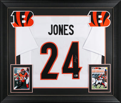 Adam "Pacman" Jones Authentic Signed White Pro Style Framed Jersey BAS