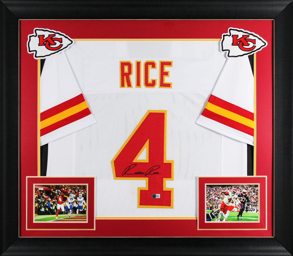 Rashee Rice Authentic Signed White Pro Style Framed Jersey Autographed BAS