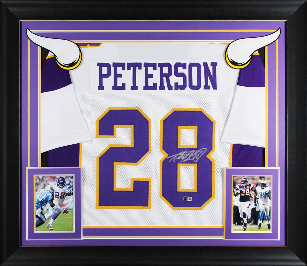 Adrian Peterson Authentic Signed White Pro Style Framed Jersey BAS Witnessed