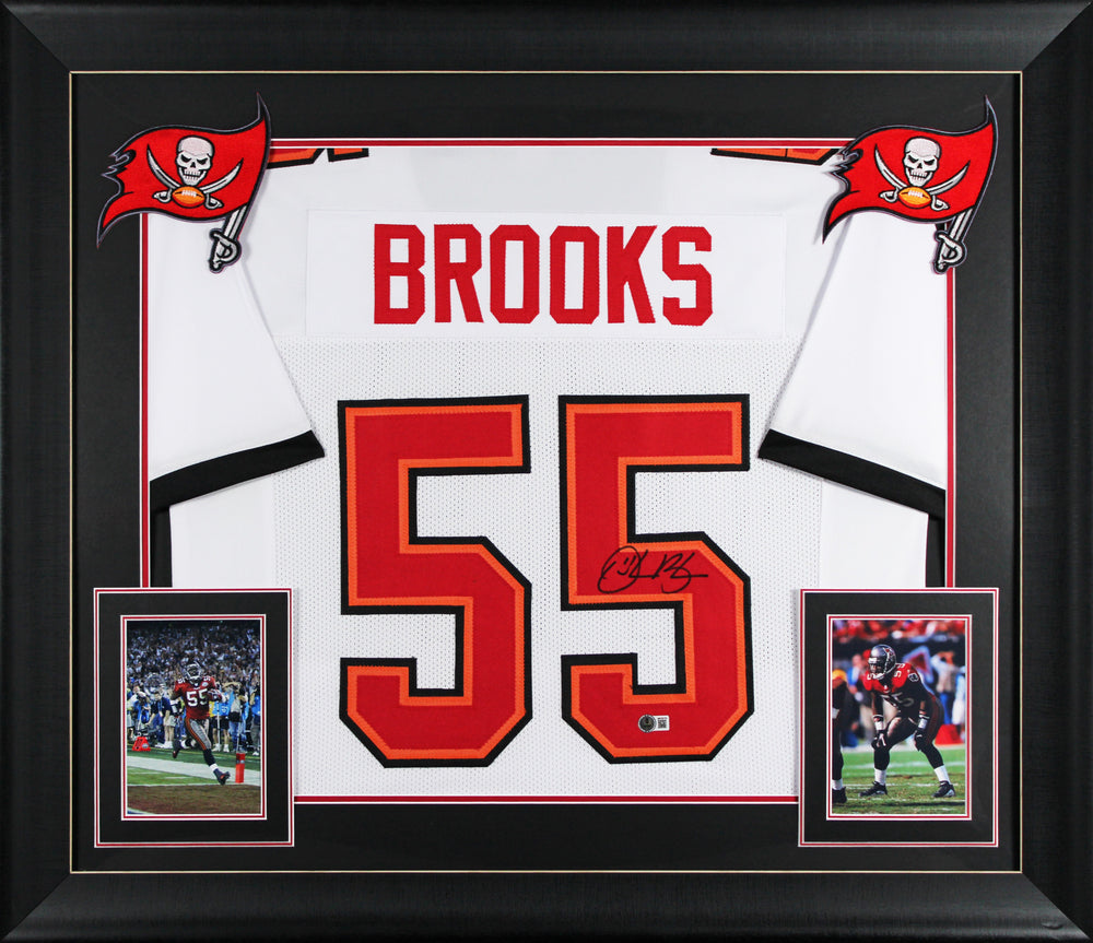 Derrick Brooks Authentic Signed White Pro Style Framed Jersey BAS Witnessed