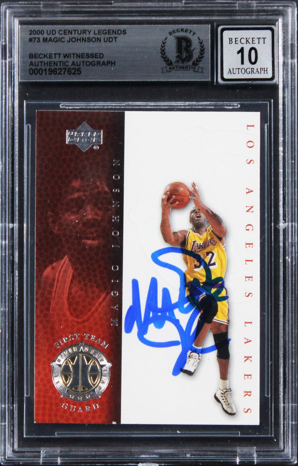 Magic Johnson Signed 2000 UD Century Legends #73 Card Auto Grade 10! BAS Slabbed