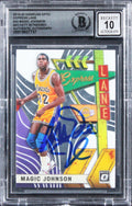 Magic Johnson Signed 2019 Donruss Optic Express Lane #20 Card Auto 10! BAS Slab