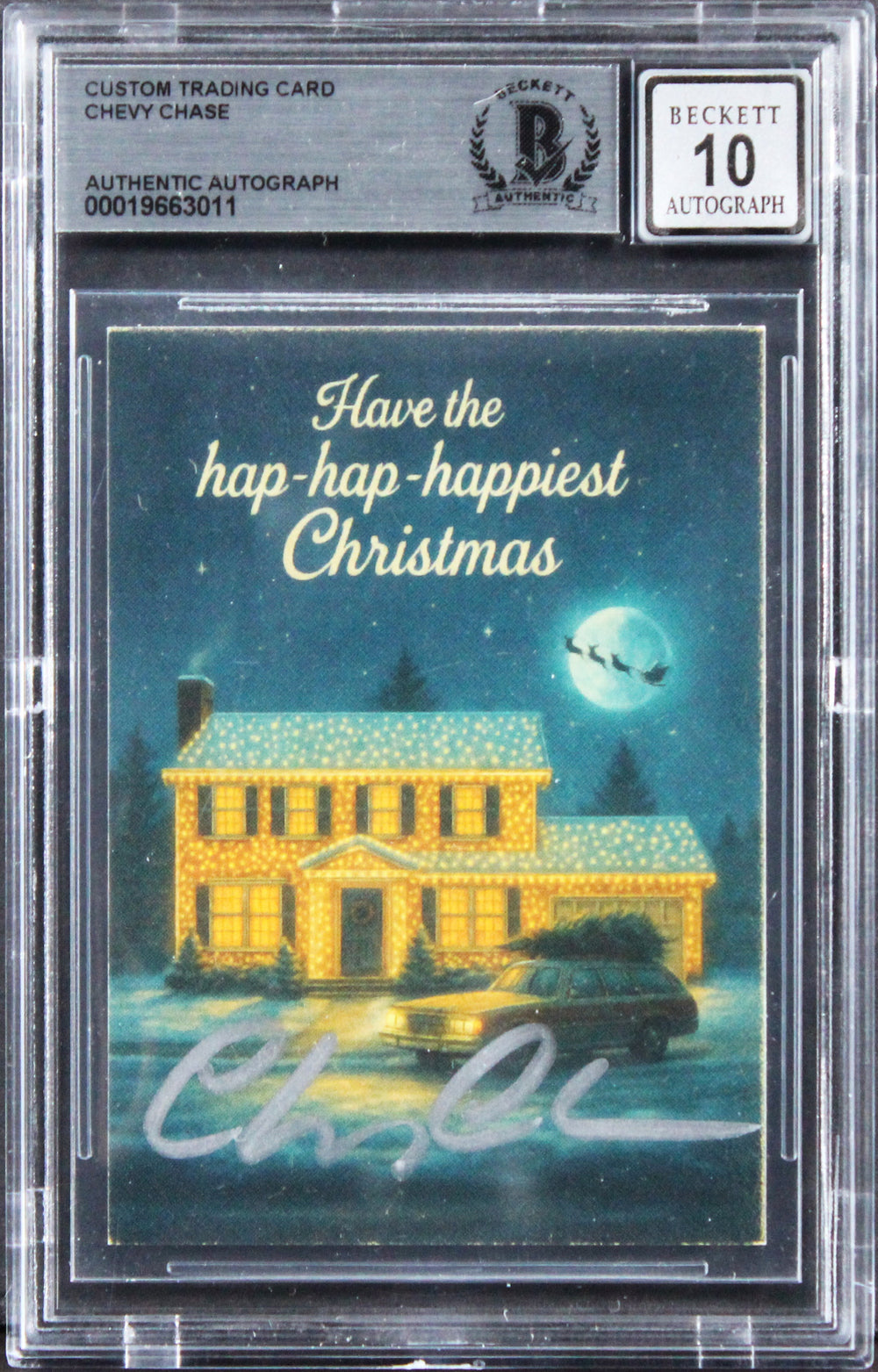 Chevy Chase Christmas Vacation Signed Custom Trading Card Auto 10! BAS Slabbed 8