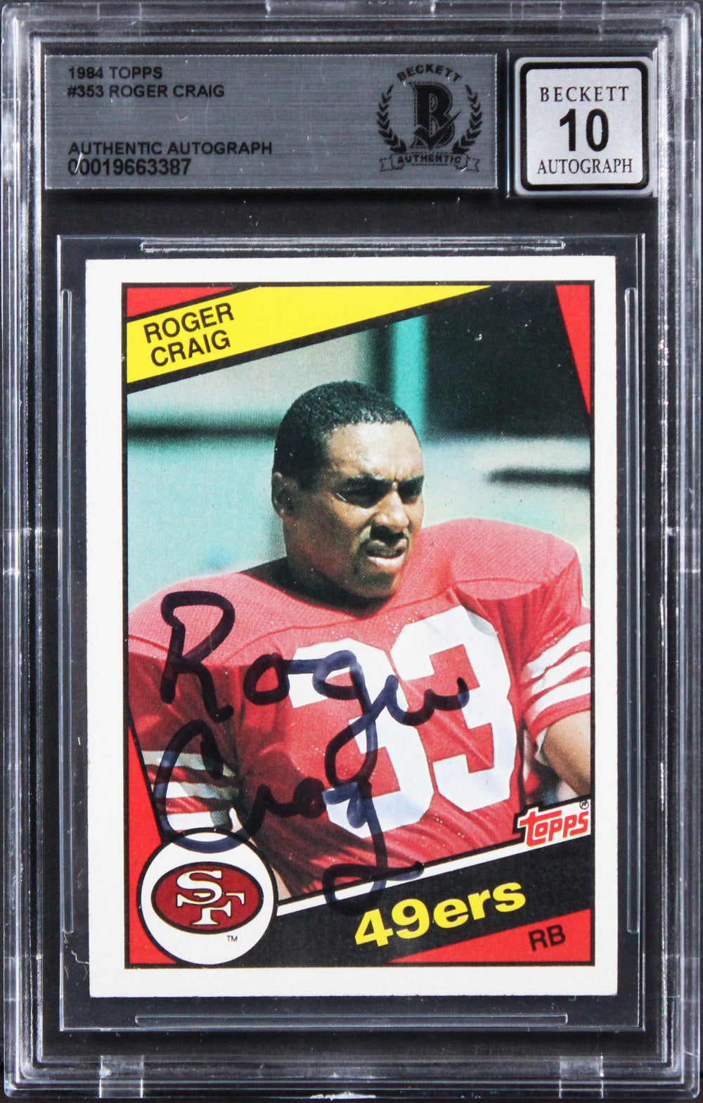 49ers Roger Craig Signed 1984 Topps #353 Rookie Card Auto 10! BAS Slabbed 2