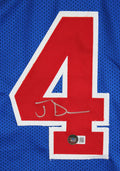 Joe Dumars Authentic Signed Blue Pro Style Jersey Autographed BAS Witnessed 2