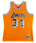 Lakers Shaquille O'Neal Signed Yellow 75th Anniv. M&N TB HWC Swingman Jersey BAS