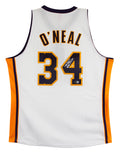 Lakers Shaquille O'Neal Signed White M&N 02-03 TB HWC Swingman Jersey BAS Wit