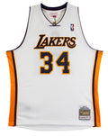 Lakers Shaquille O'Neal Signed White M&N 02-03 TB HWC Swingman Jersey BAS Wit