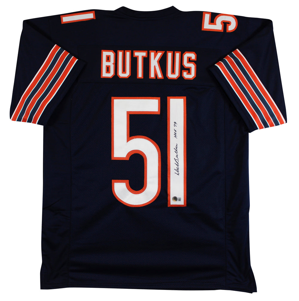 Dick Butkus "HOF 79" Authentic Signed Navy Blue Pro Style Jersey Autographed BAS
