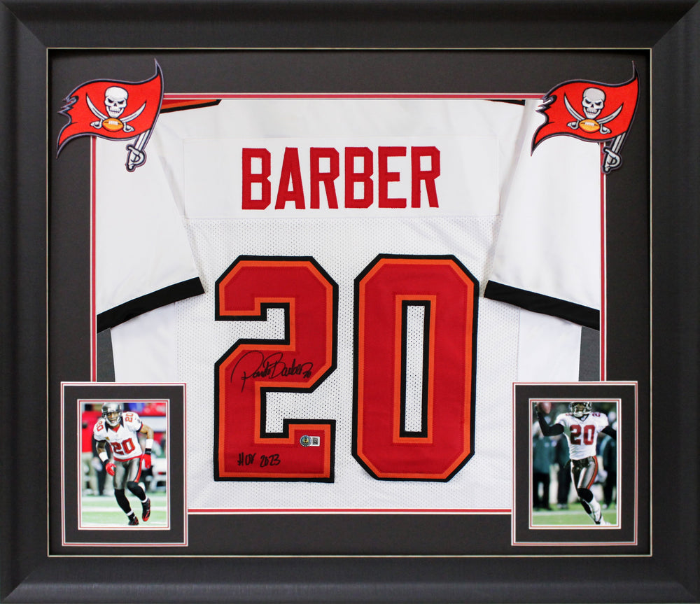 Ronde Barber "HOF 23" Authentic Signed White Pro Style Framed Jersey BAS Witness
