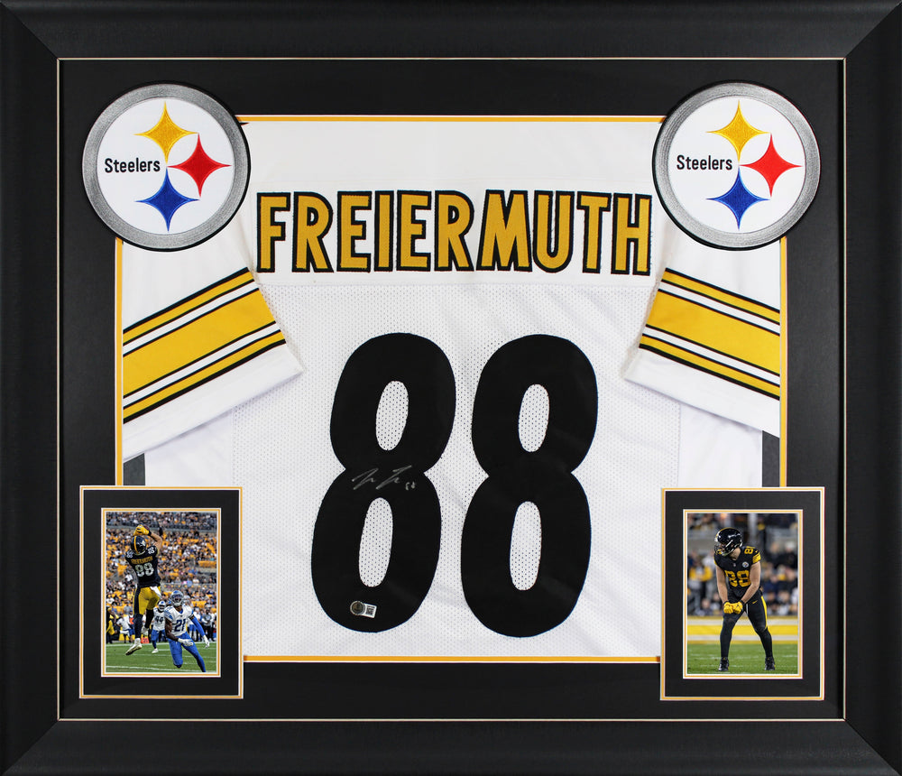 Pat Freiermuth Authentic Signed White Pro Style Framed Jersey BAS Witnessed