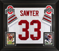 Ohio State Jack Sawyer Signed White Pro Style Framed Jersey BAS Witnessed