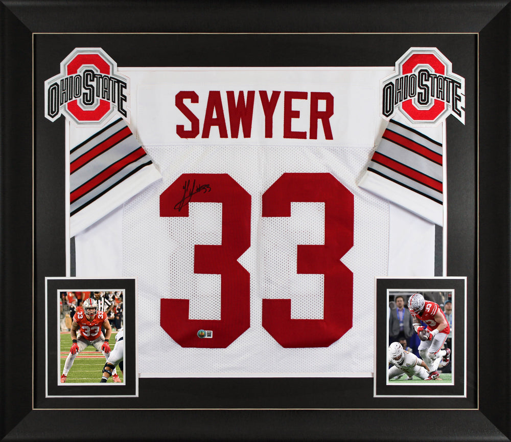 Ohio State Jack Sawyer Authentic Signed White Pro Style Framed Jersey BAS 2