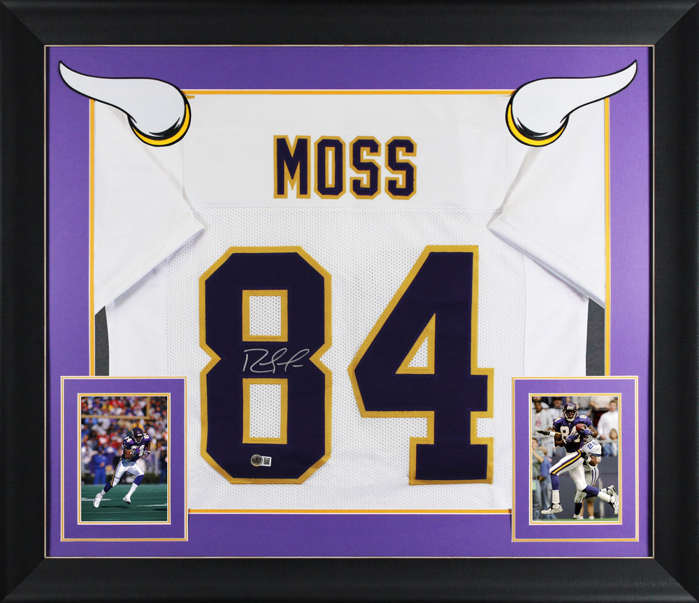Randy Moss Authentic Signed White Pro Style Framed Jersey BAS Witnessed
