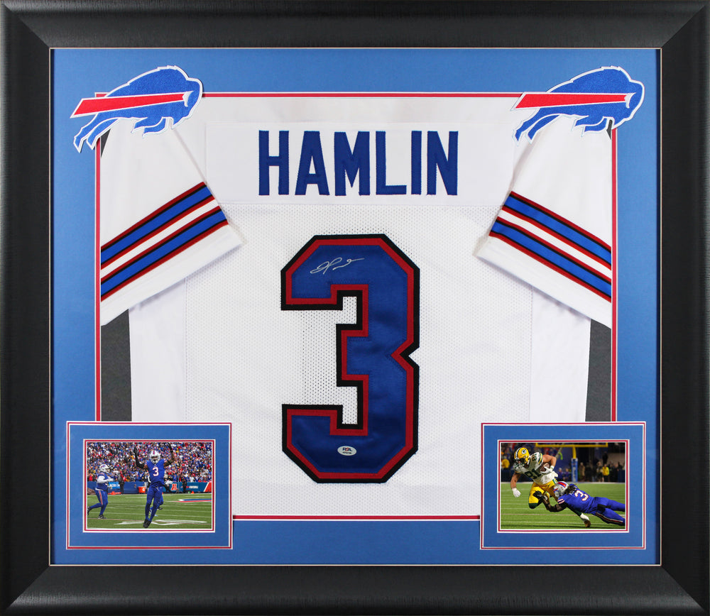 Damar Hamlin Authentic Signed White Pro Style Framed Jersey Autographed PSA/DNA