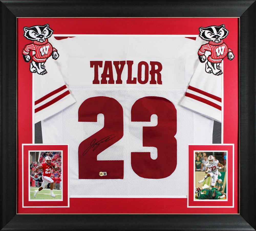 Wisconsin Jonathan Taylor Authentic Signed White Pro Style Framed Jersey BAS