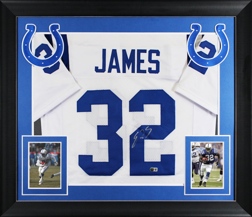Edgerrin James Authentic Signed White Pro Style Framed Jersey BAS Witnessed