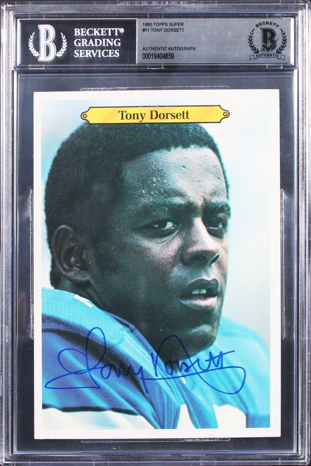 Cowboys Tony Dorsett Authentic Signed 1980 Topps Super #11 5x7 Card BAS Slabbed