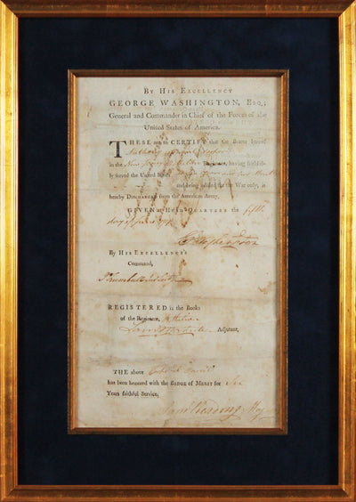 George Washington Signed & Framed 1783 Revolutionary War Discharge Document BAS