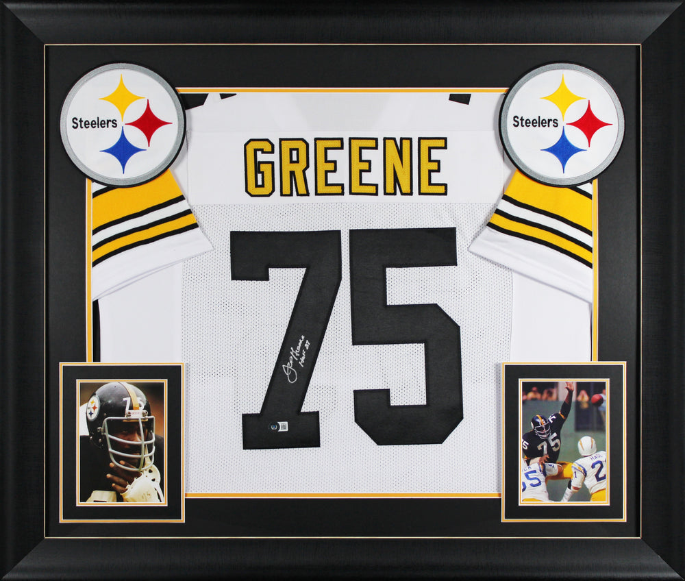 Joe Greene "HOF 87" Authentic Signed White Pro Style Framed Jersey BAS Witnessed