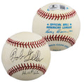 Indians Bob Feller "HOF 62" Authentic Signed Brown OAL Baseball BAS #BW89076