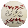 Indians Bob Feller "HOF 62" Authentic Signed Brown OAL Baseball BAS #BW89076