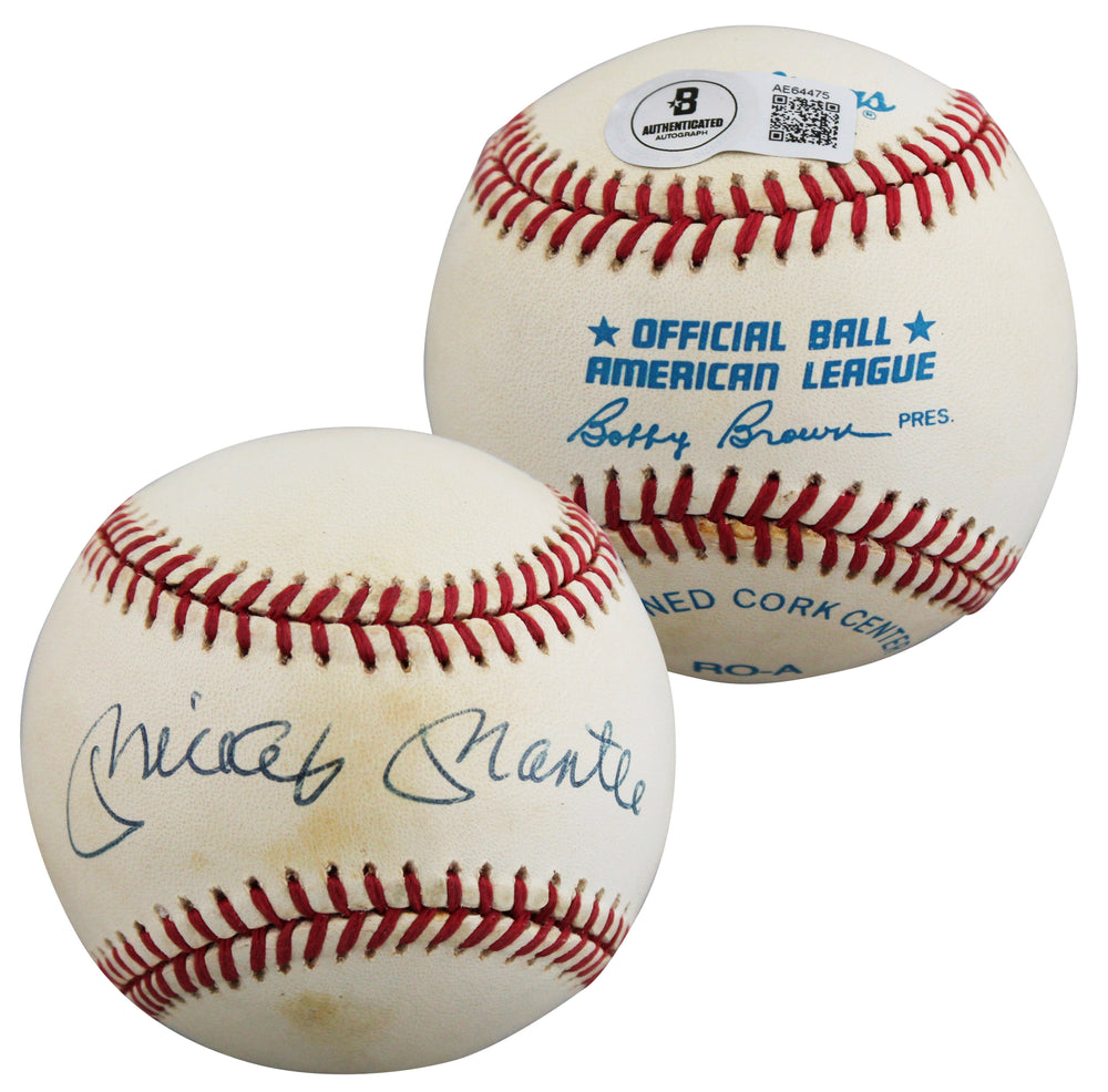 Yankees Mickey Mantle Authentic Signed Bobby Brown OAL Baseball BAS #AE64475