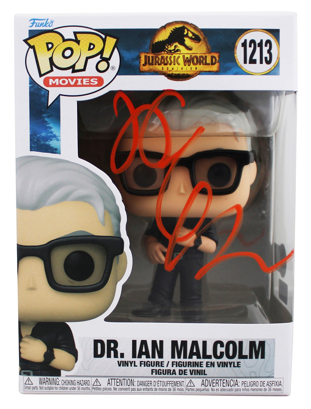 Jeff Goldblum Jurassic World Signed Dr. Ian Malcolm #1213 Funko Pop Figure BAS