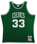 Celtics (3) Bird, Parish & McHale Signed Green M&N Swingman Jersey BAS Witnessed