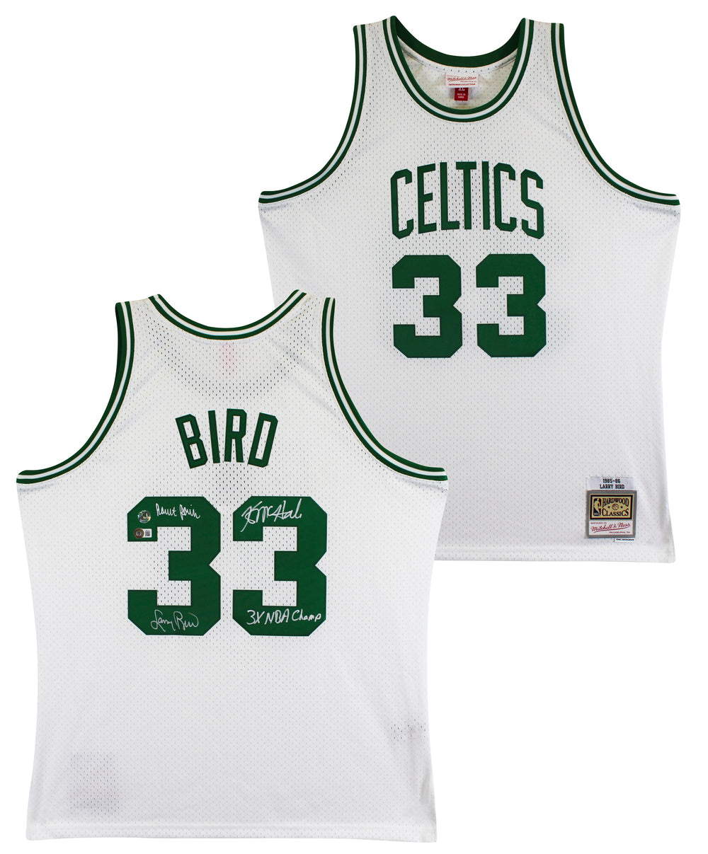 Celtics (3) Bird, Parish & McHale Signed White M&N Swingman Jersey BAS Witnessed