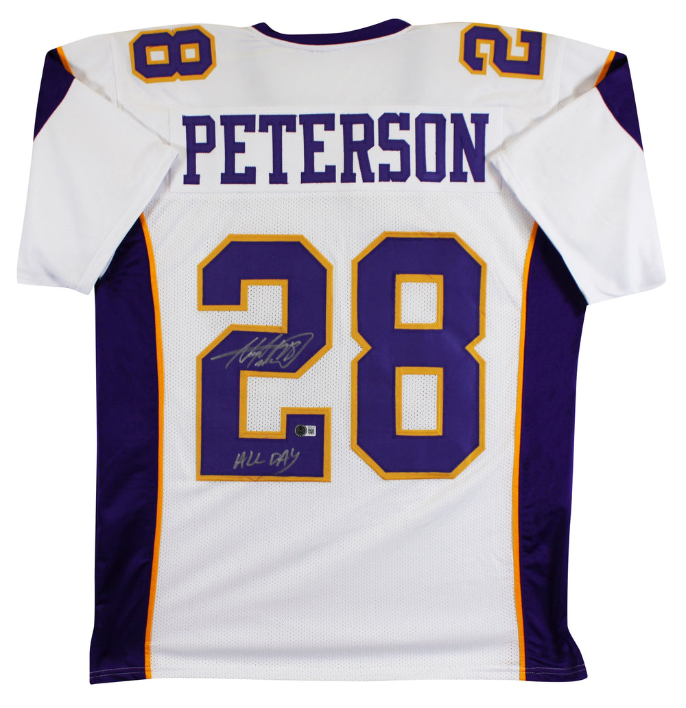 Adrian Peterson "All Day" Authentic Signed White Pro Style Jersey BAS Witnessed
