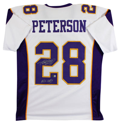 Adrian Peterson "All Day" Authentic Signed White Pro Style Jersey BAS Witnessed