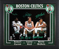 Celtics (3) Bird, McHale & Parish Signed 16x20 Spotlight Framed Photo BAS W
