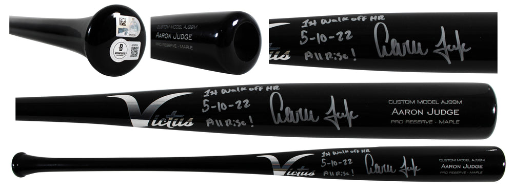 Aaron Judge "1st Walk Off HR, All Rise!" Signed Victus Player Model Bat BAS MLB