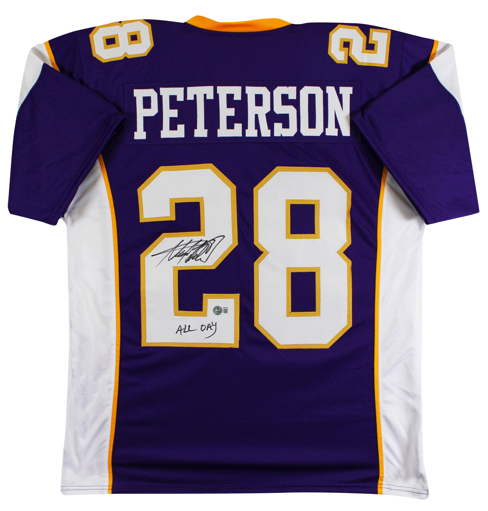 Adrian Peterson "All Day" Authentic Signed Purple Pro Style Jersey BAS Witness 2