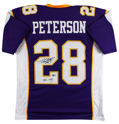 Adrian Peterson "All Day" Authentic Signed Purple Pro Style Jersey BAS Witness 2
