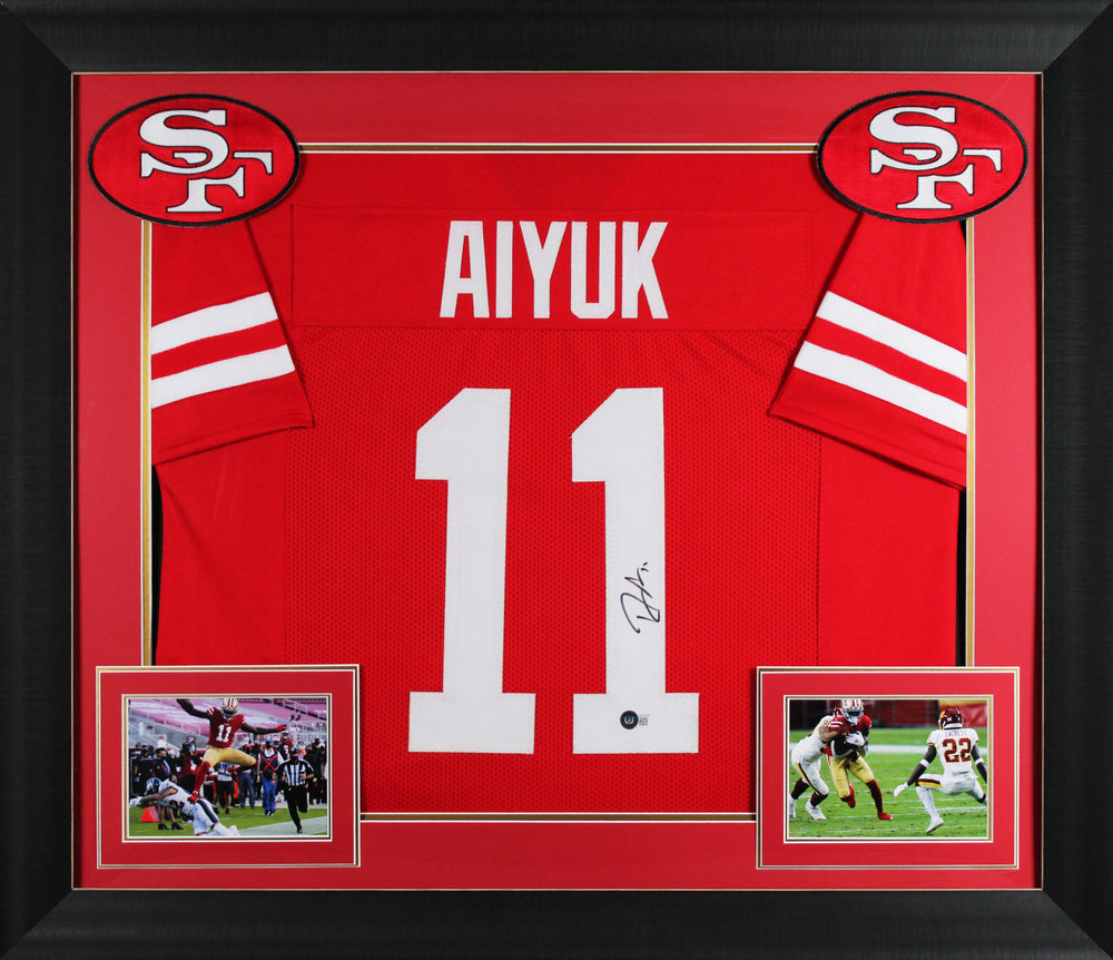 Brandon Aiyuk Signed Red Pro Style Framed Jersey BAS Witnessed #WZ60768