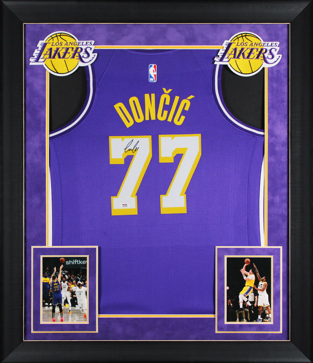 Lakers Luka Doncic Signed Purple Nike Swingman Framed Jersey PSA/DNA #AP94196