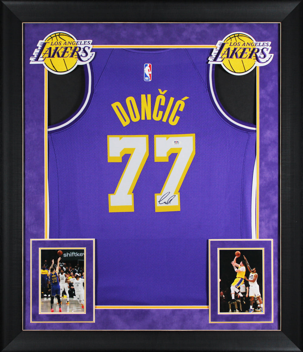 Lakers Luka Doncic Signed Purple Nike Swingman Framed Jersey PSA/DNA #AP94188