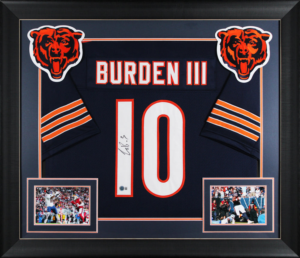Luther Burden III Authentic Signed Navy Pro Style Framed Jersey BAS Witnessed 2