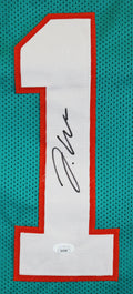 Jaylen Waddle Authentic Signed Teal Pro Style Jersey Autographed JSA