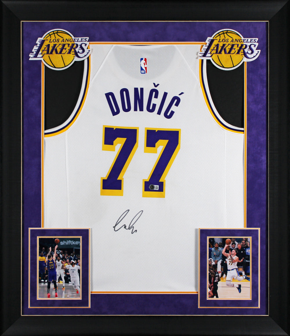 Lakers Luka Doncic Authentic Signed White Nike Framed Jersey BAS #AE64515
