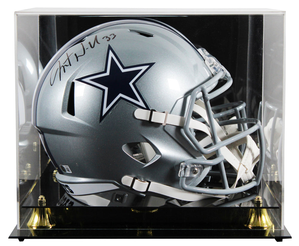 Cowboys Javonte Williams Signed Full Size Speed Rep Helmet W/ Case BAS Witnessed