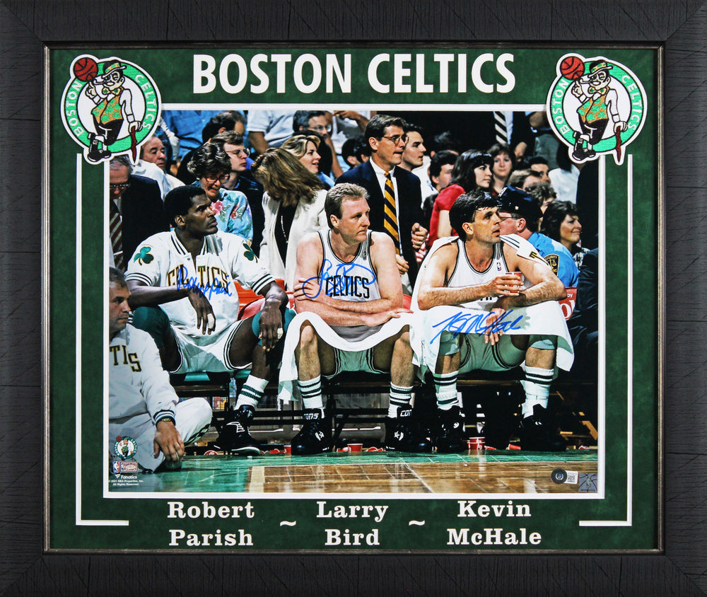 Celtics Larry Bird, Kevin McHale & Robert Parish Signed 16x20 Framed Photo BAS W