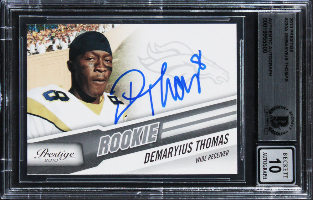 Broncos Demaryius Thomas Signed 2010 Prestige #230A RC Card Auto 10! BAS Slabbed
