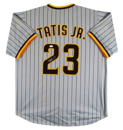 Fernando Tatis Jr. Authentic Signed Grey Pinstripe Pro Style Jersey JSA