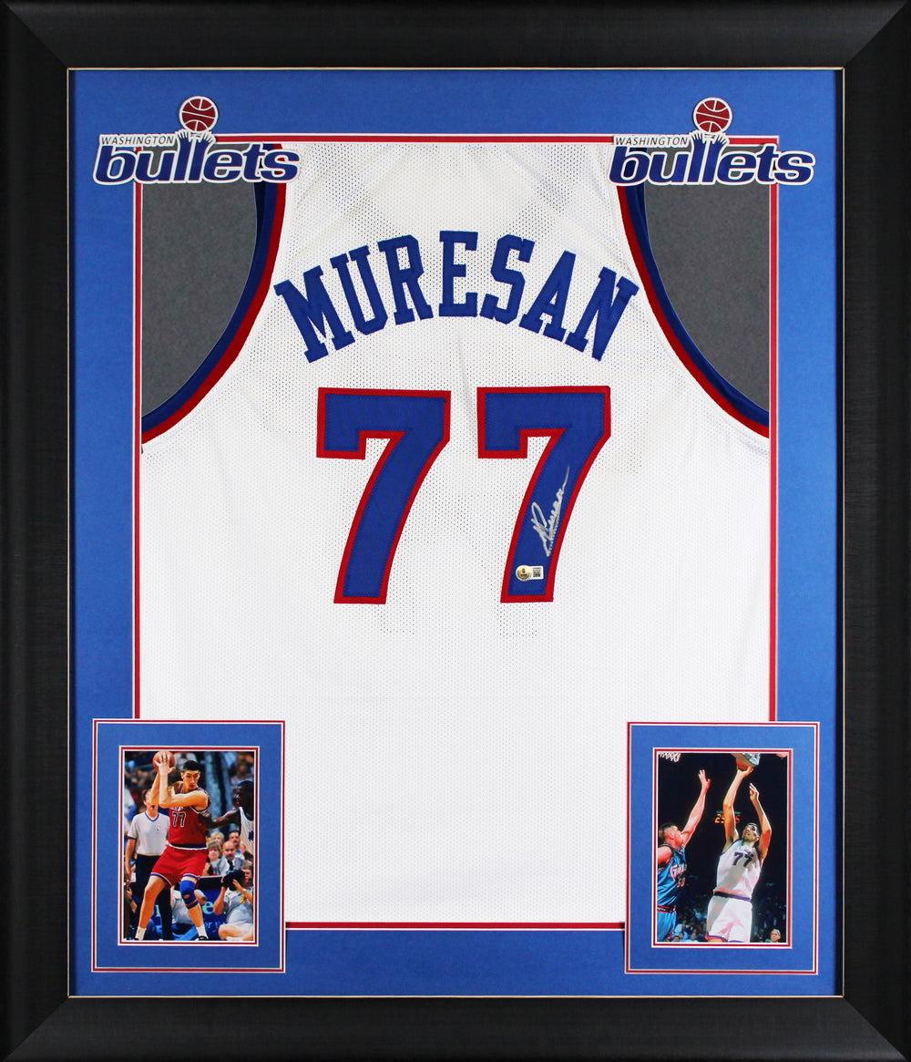 Gheorghe Muresan Authentic Signed White Pro Style Framed Jersey BAS Witnessed