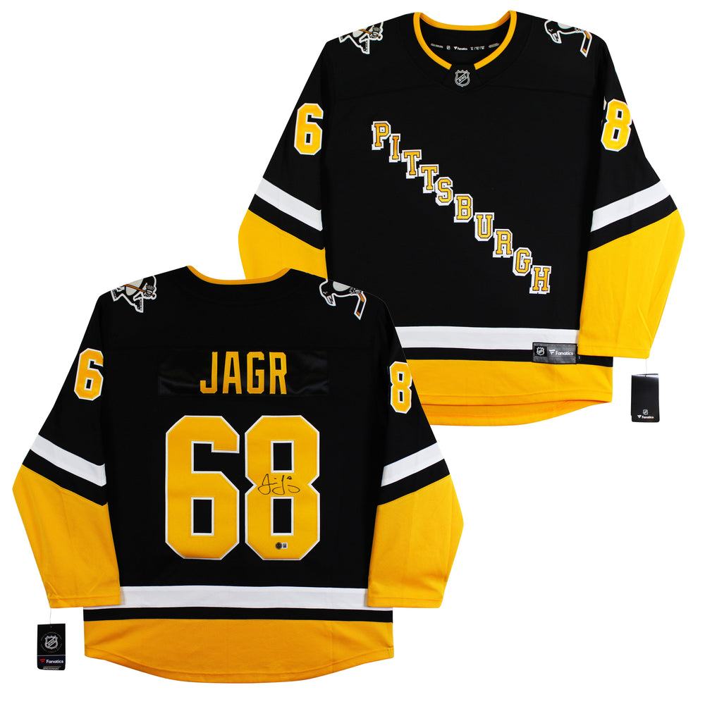 Penguins Jaromir Jagr Authentic Signed Black Fanatics Breakaway Jersey BAS Wit